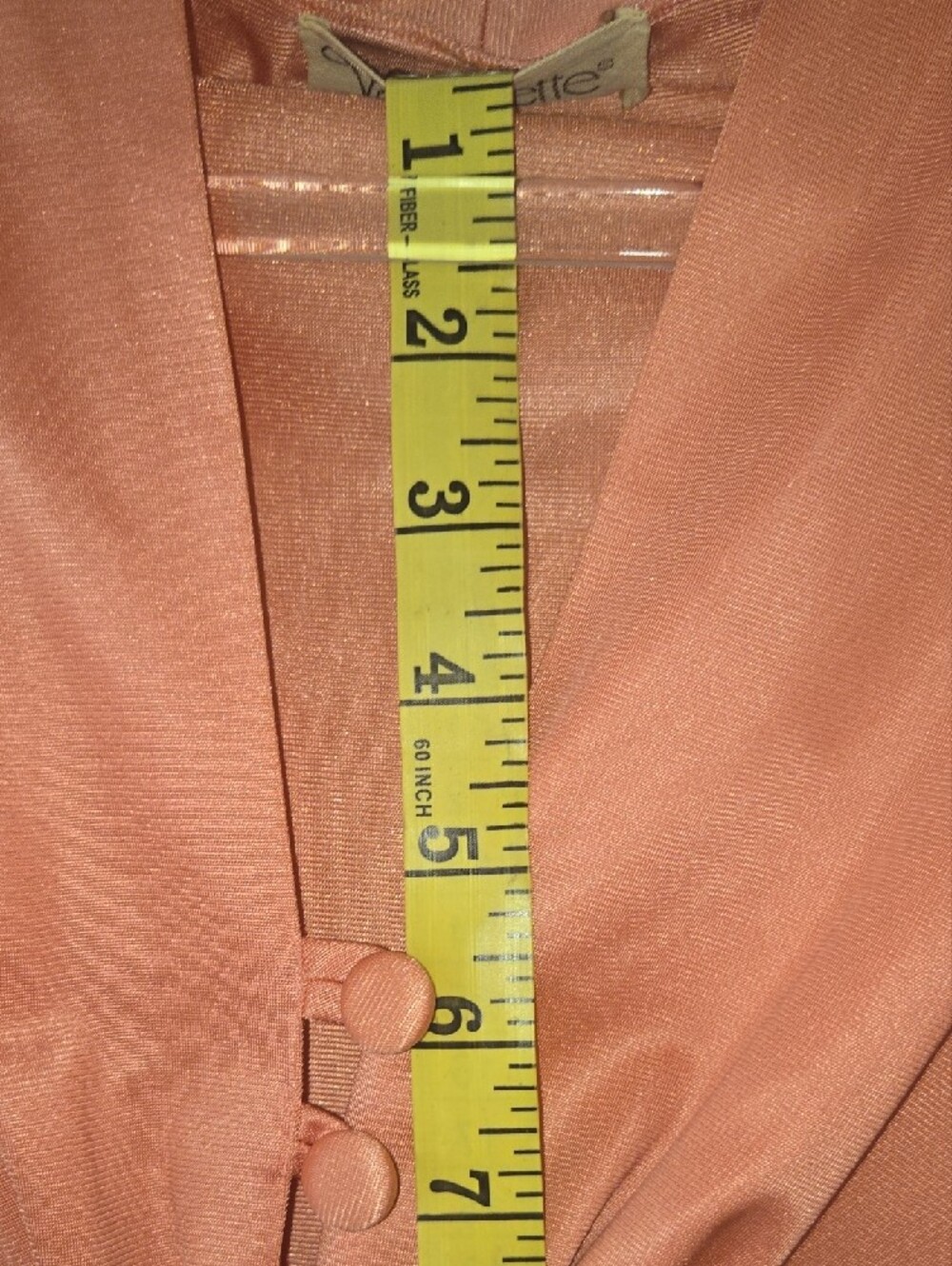 Vassarette Vintage Coral Pink Caftan Nightgown with Button Placket - Picture 6 of 10